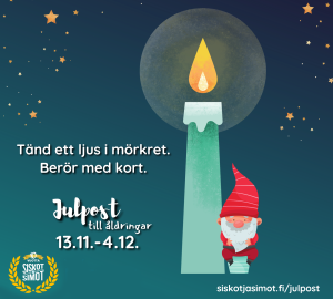 Julpost ill åldringar. Tänd ett ljus i mörkret. Berör med kort